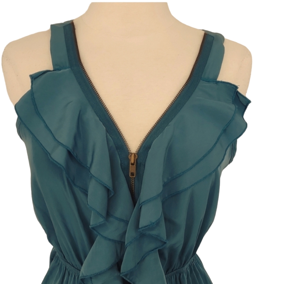 Dress Zip Front Teal Small - Picture 2 of 6